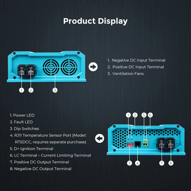 Renogy RNG-DCC1212-40-US 12V 20A DC to DC On-Board Battery Charger New