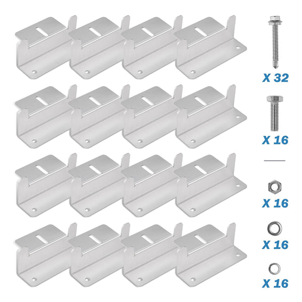 BougeRV Solar Panel Mounting Z Bracket Mount Kits (4 set 16 Units）