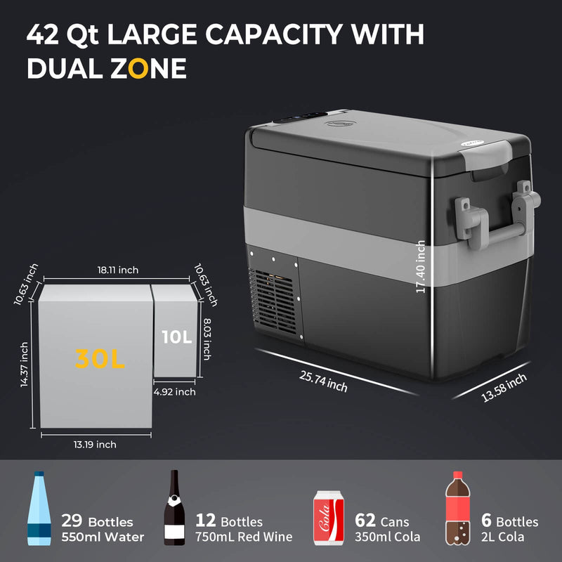 BougeRV 42 Quart (40L) Portable Refrigerator/Freezer