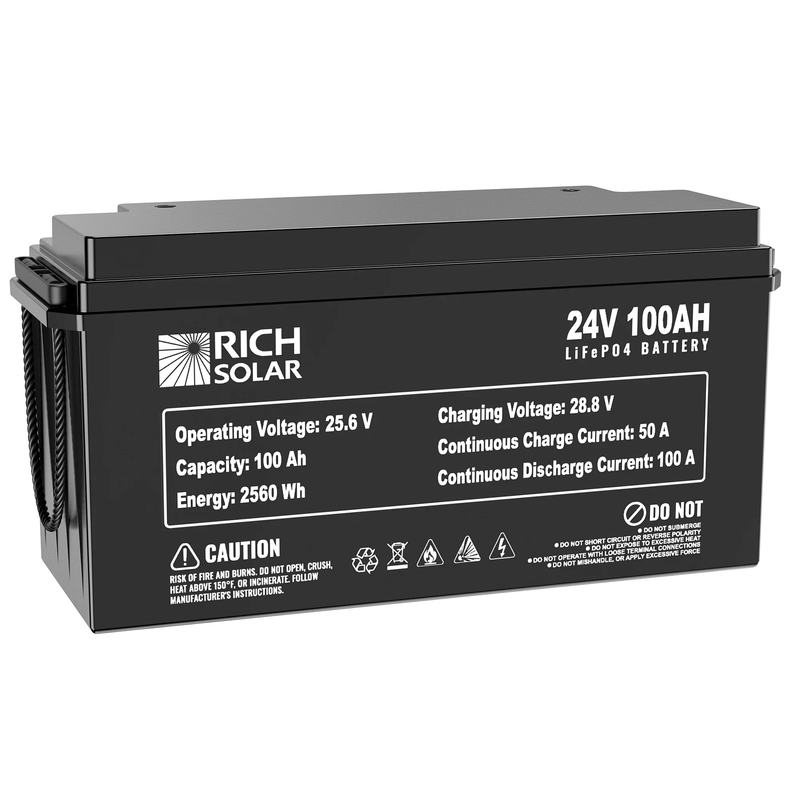 Rich Solar 24V 100Ah LiFePO4 Lithium Iron Phosphate Battery