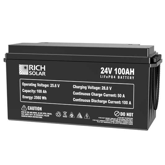 Rich Solar 24V 100Ah LiFePO4 Lithium Iron Phosphate Battery
