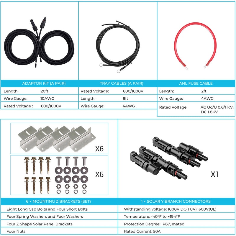 Renogy Premium Solar Kit | 600 Watt 12V/24V Monocrystalline Solar Premium Kit w/Rover 60A Charger Controller