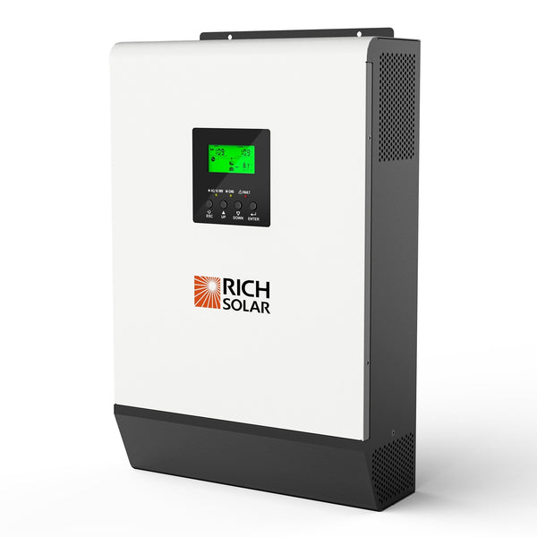 Rich Solar | Hybrid Off-Grid Inverter | 2400W 24V 120A Output + 2.4kW Solar Input | 80A MPPT Charge Controller (Grid Feedback Optional)