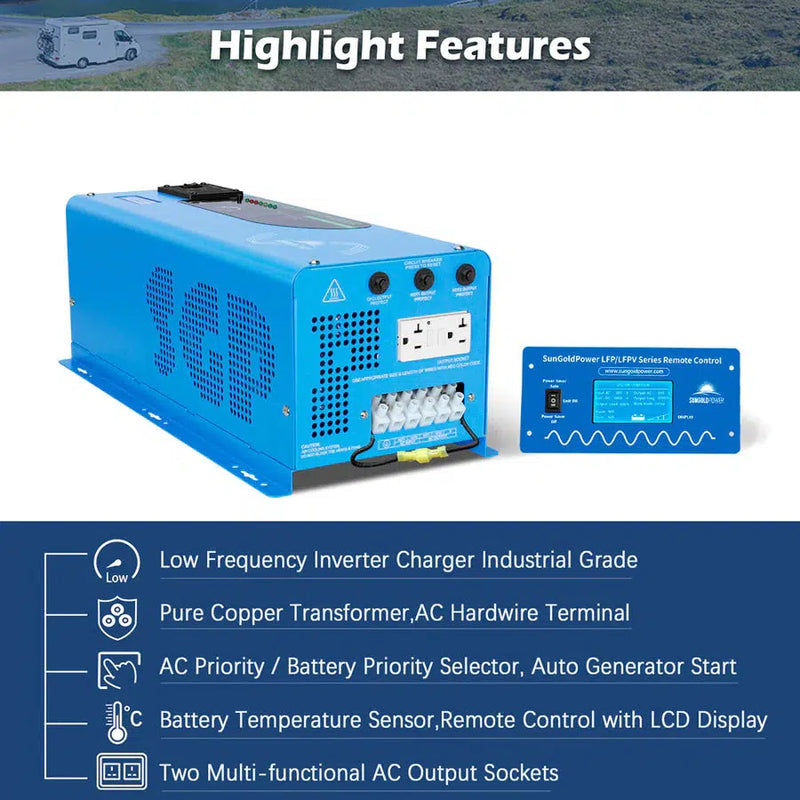 Sungold Power | 4000W DC 48V SPLIT PHASE PURE SINE WAVE INVERTER WITH CHARGER UL1741 STANDARD