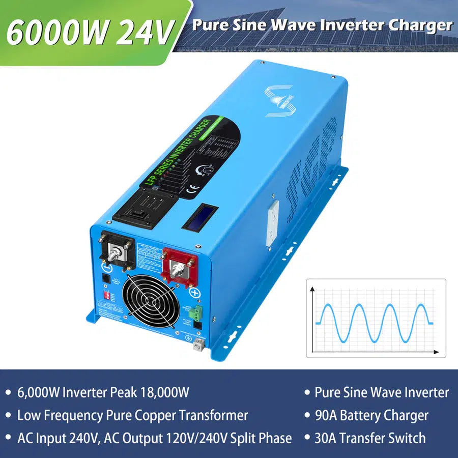 Sungold Power | 6000W DC 24V SPLIT PHASE PURE SINE WAVE INVERTER WITH CHARGER