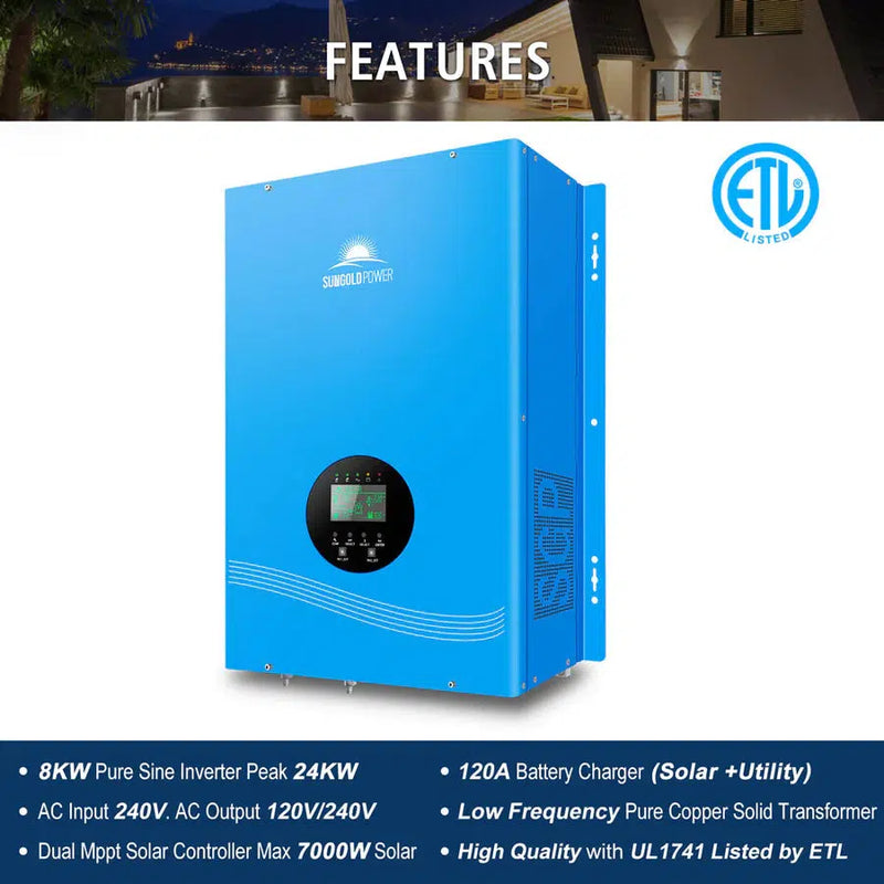 Sungold Power | 8KW HYBRID SOLAR INVERTER UL1741 STANDARD