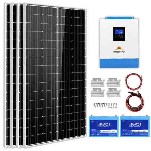 Sungold Power | SOLAR KIT 3000W 24V INVERTER 120V OUTPUT LITHIUM BATTERY 800 WATT SOLAR PANEL