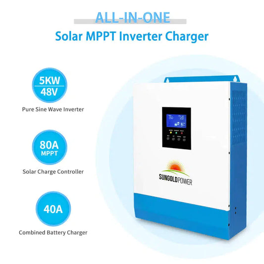 Sungold Power | SOLAR KIT 5000W 48V 120V OUTPUT 10.24KWH LITHIUM BATTERY 2700 WATT SOLAR PANEL