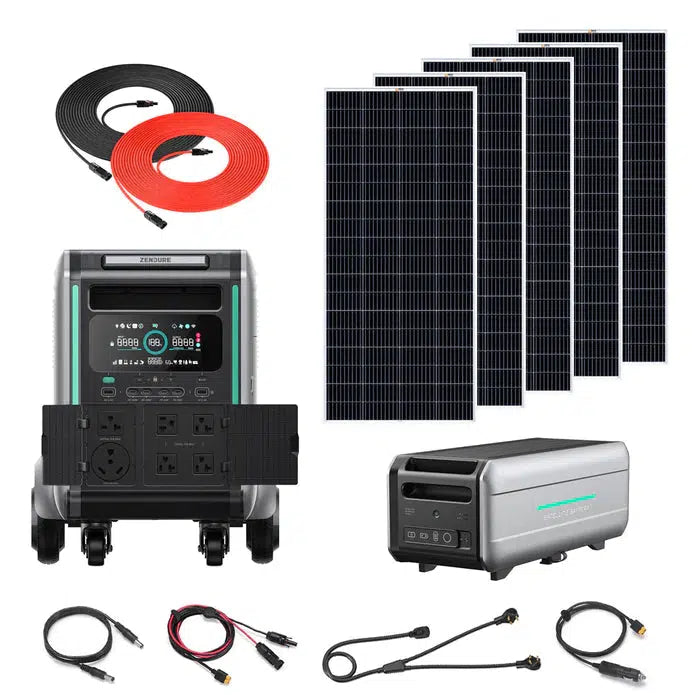 Zendure | SuperBase V6400 3,600W 120/240V Power Station Kit | 12,8kWh Lithium Battery Bank | 200W Rigid Monocrystalline Solar Panels