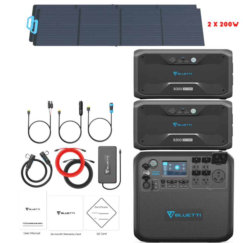 Bluetti AC200MAX + Optional B300 Batteries + Solar Panels Complete Solar Generator Kit