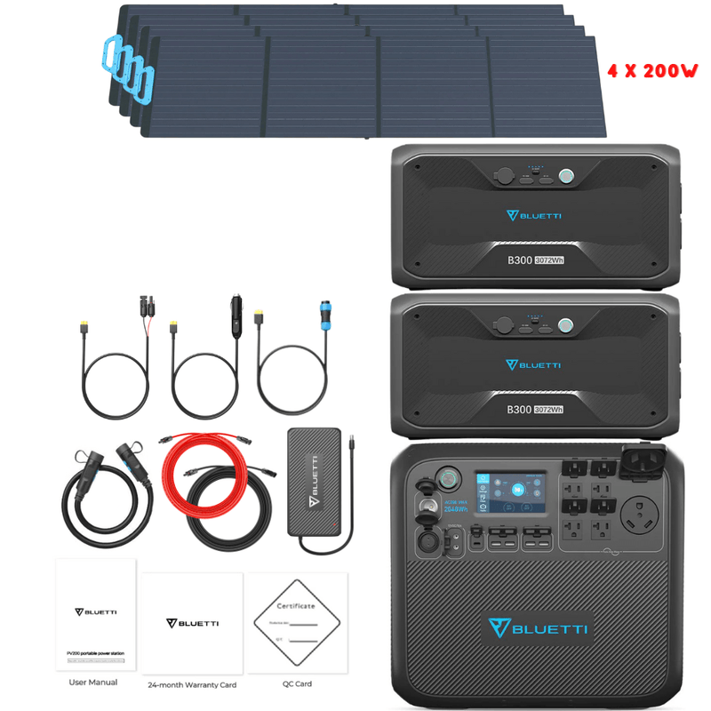 Bluetti AC200MAX + Optional B300 Batteries + Solar Panels Complete Solar Generator Kit