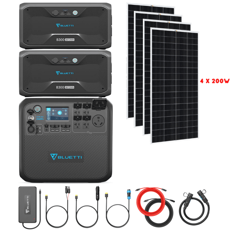 Bluetti AC200MAX + Optional B300 Batteries + Solar Panels Complete Solar Generator Kit