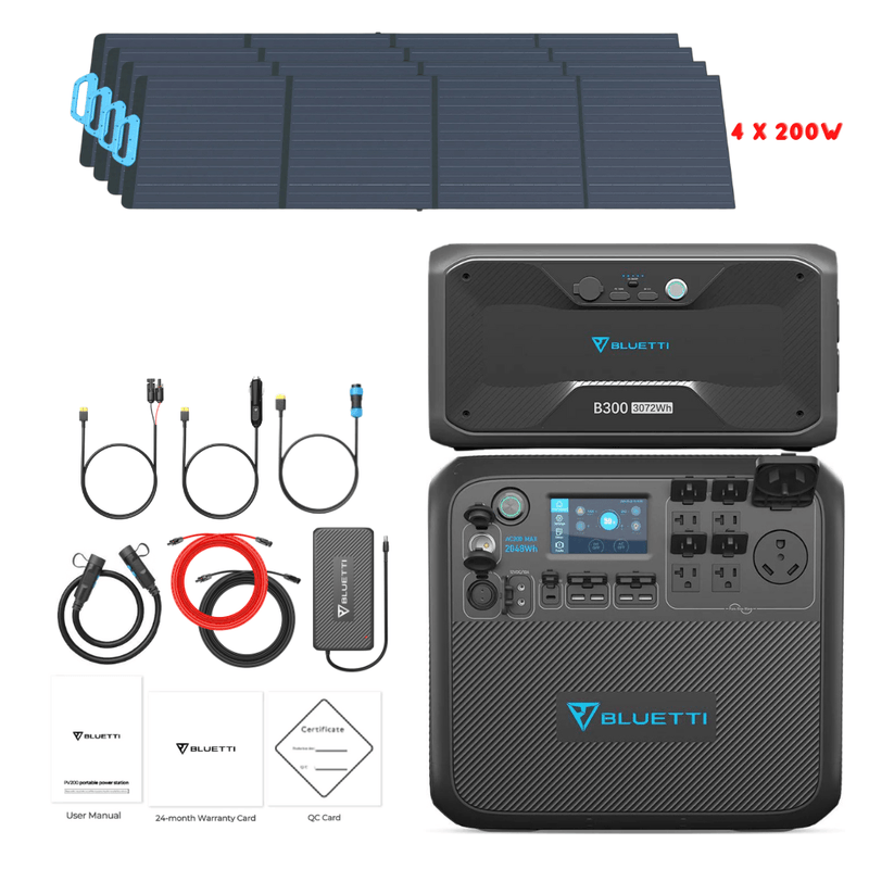 Bluetti AC200MAX + Optional B300 Batteries + Solar Panels Complete Solar Generator Kit