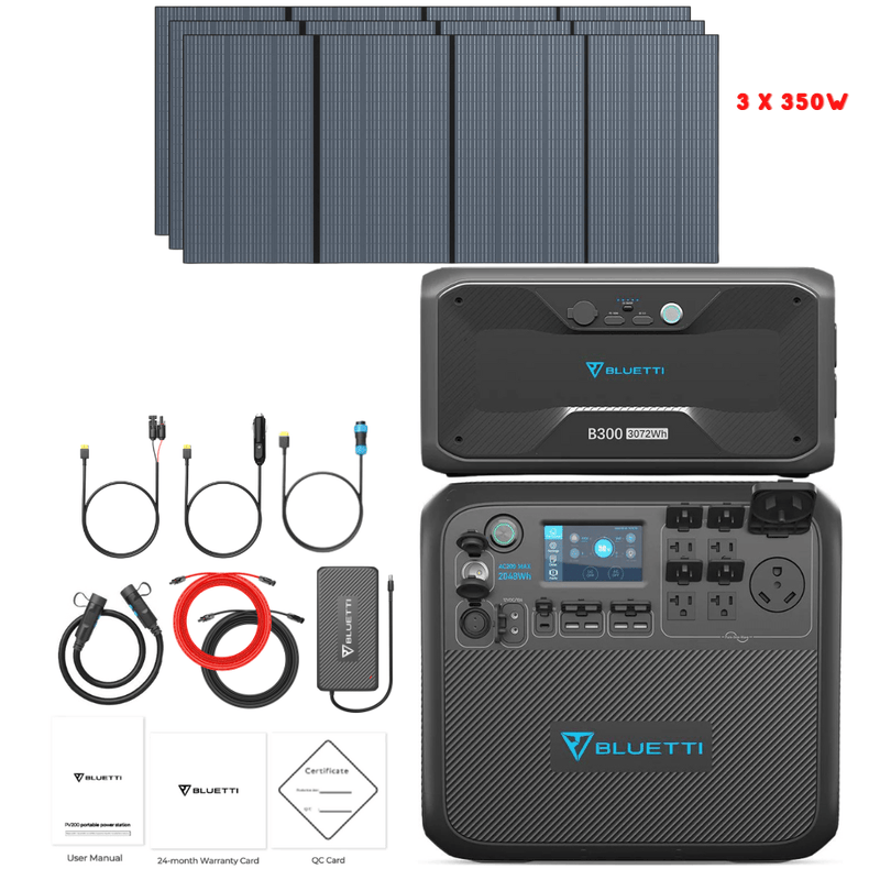 Bluetti AC200MAX + Optional B300 Batteries + Solar Panels Complete Solar Generator Kit