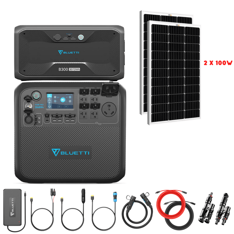 Bluetti AC200MAX + Optional B300 Batteries + Solar Panels Complete Solar Generator Kit