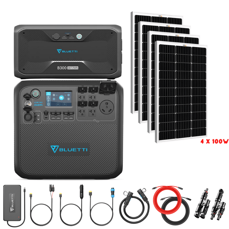 Bluetti AC200MAX + Optional B300 Batteries + Solar Panels Complete Solar Generator Kit