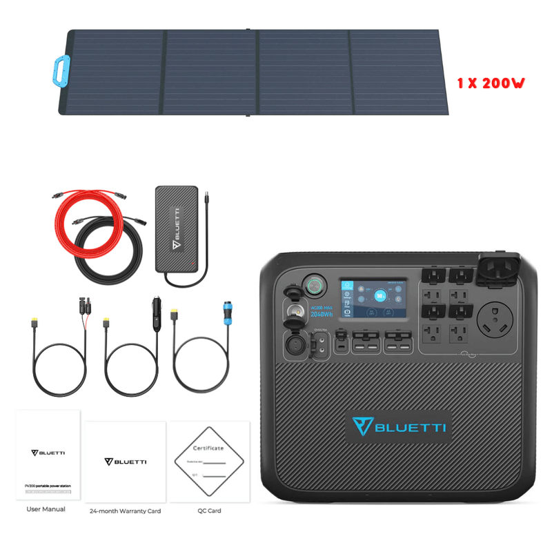 Bluetti AC200MAX + Optional B300 Batteries + Solar Panels Complete Solar Generator Kit