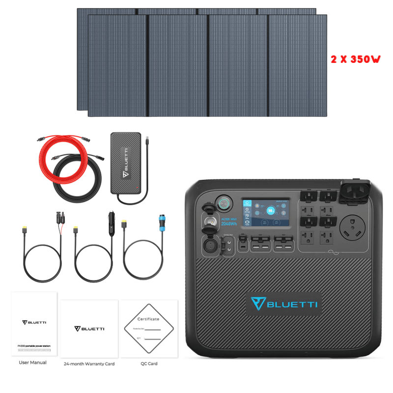 Bluetti AC200MAX + Optional B300 Batteries + Solar Panels Complete Solar Generator Kit