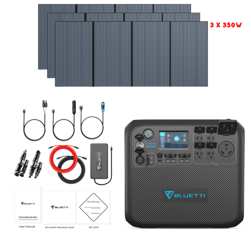 Bluetti AC200MAX + Optional B300 Batteries + Solar Panels Complete Solar Generator Kit