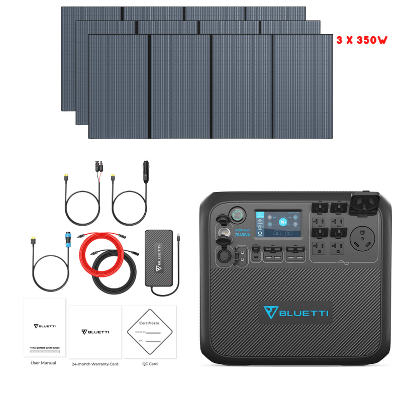 Bluetti AC200MAX + Optional B300 Batteries + Solar Panels Complete Solar Generator Kit