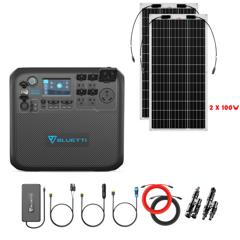 Bluetti AC200MAX + Optional B300 Batteries + Solar Panels Complete Solar Generator Kit