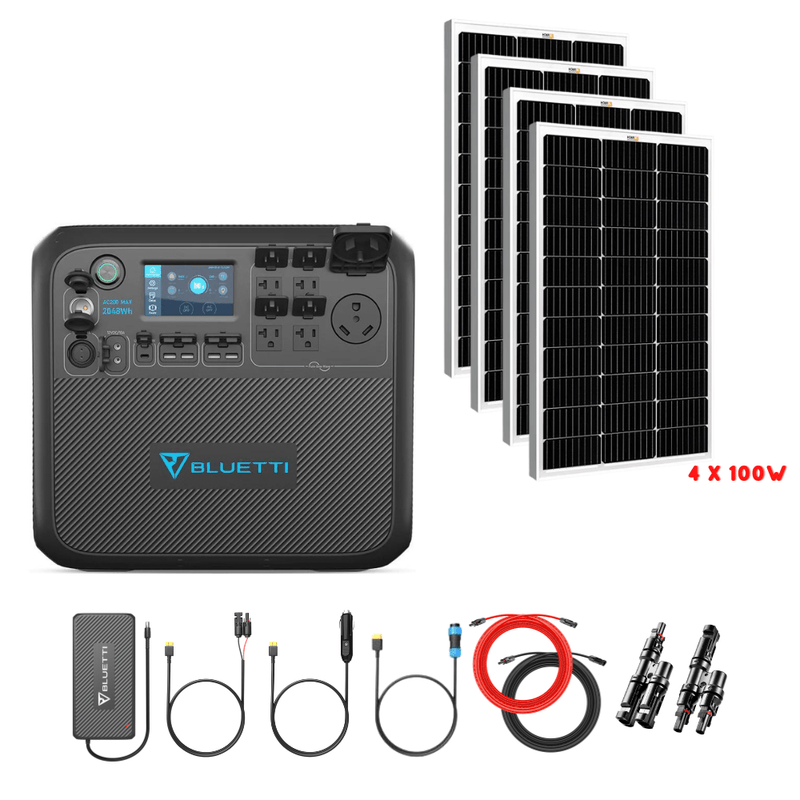 Bluetti AC200MAX + Optional B300 Batteries + Solar Panels Complete Solar Generator Kit