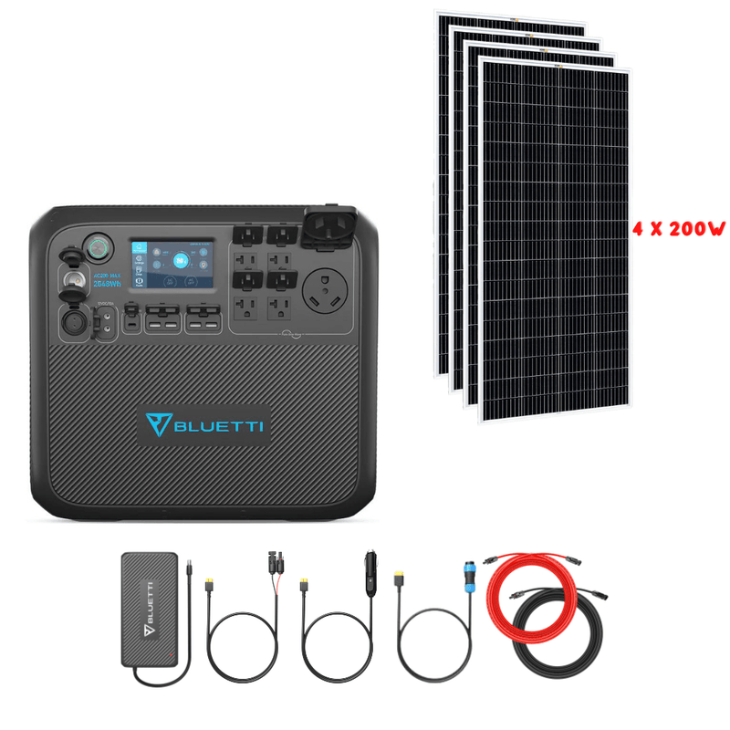 Bluetti AC200MAX + Optional B300 Batteries + Solar Panels Complete Solar Generator Kit