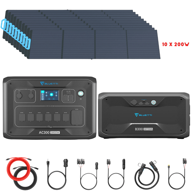 Bluetti AC300 Inverter Module + B300 Batteries + Solar Panels Complete Solar Generator Kit