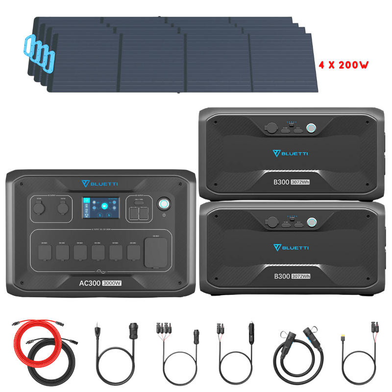 Bluetti AC300 Inverter Module + B300 Batteries + Solar Panels Complete Solar Generator Kit