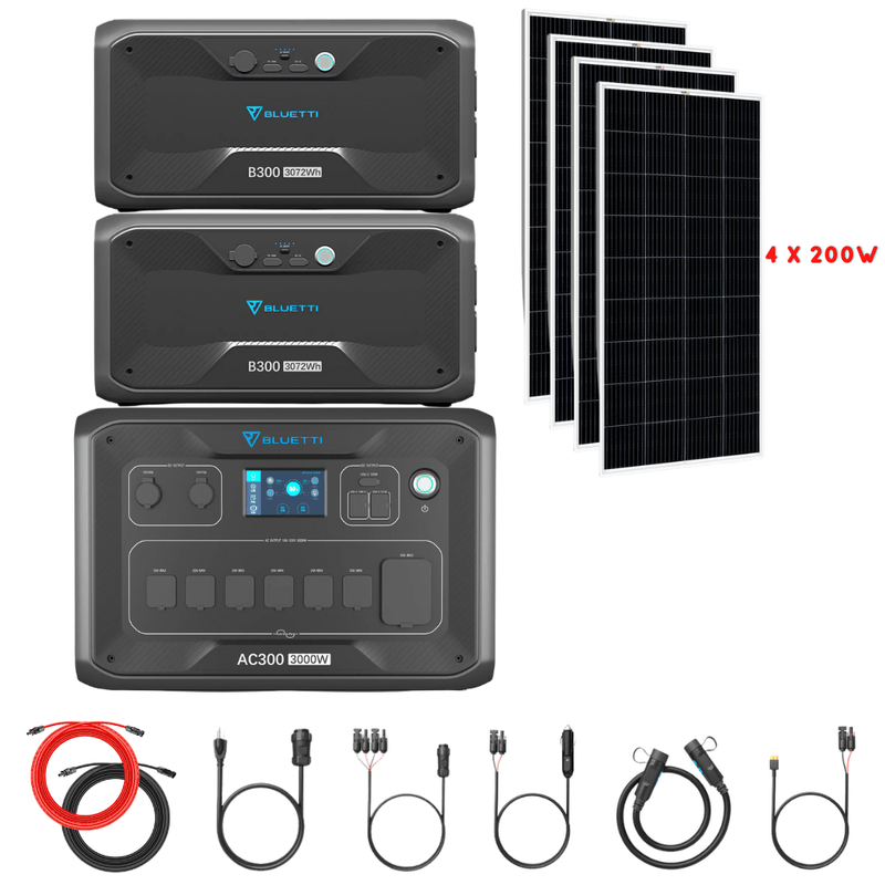 Bluetti AC300 Inverter Module + B300 Batteries + Solar Panels Complete Solar Generator Kit