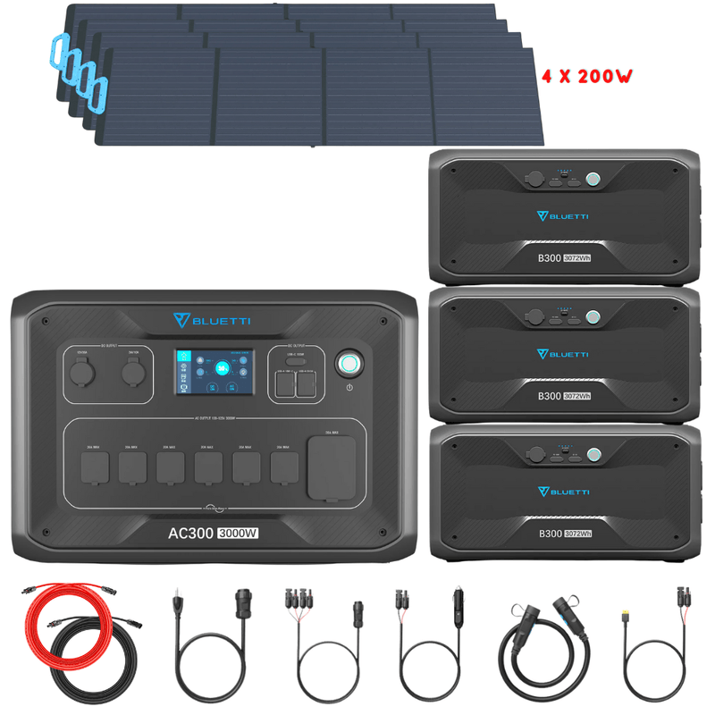 Bluetti AC300 Inverter Module + B300 Batteries + Solar Panels Complete Solar Generator Kit