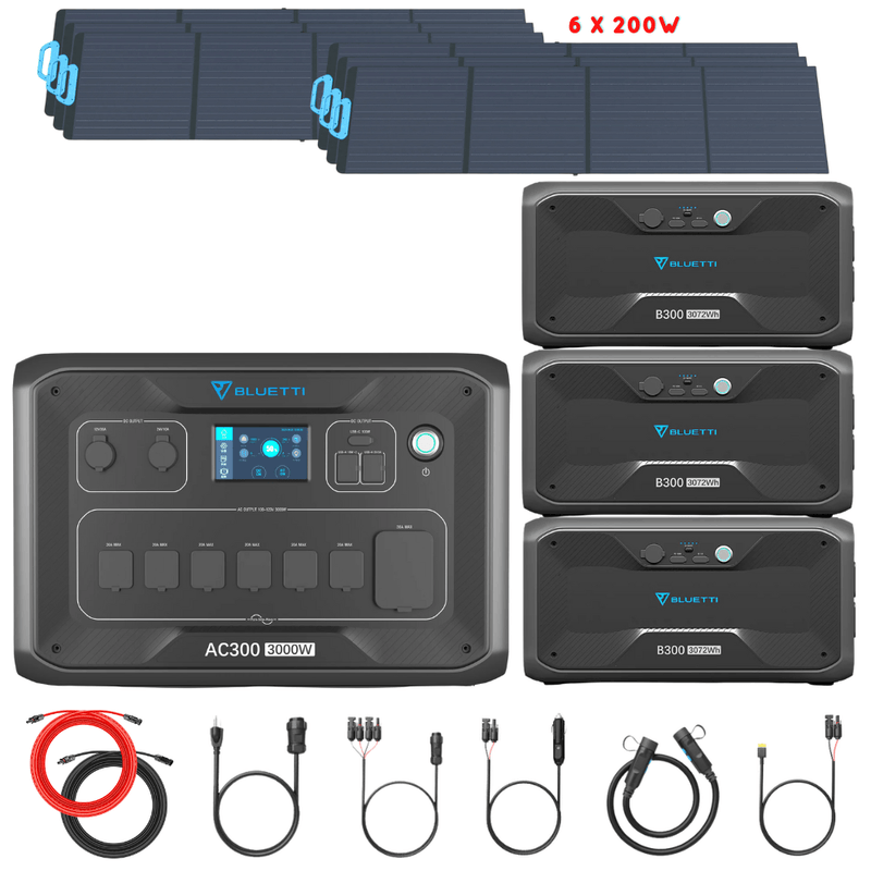 Bluetti AC300 Inverter Module + B300 Batteries + Solar Panels Complete Solar Generator Kit