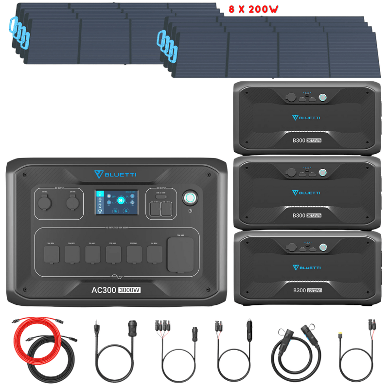 Bluetti AC300 Inverter Module + B300 Batteries + Solar Panels Complete Solar Generator Kit