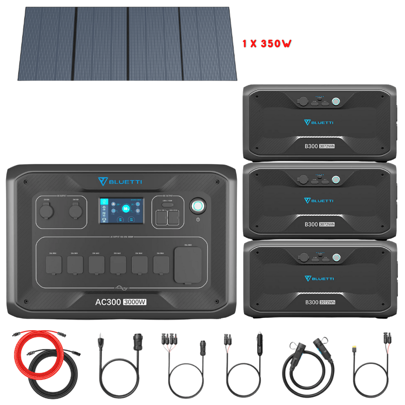 Bluetti AC300 Inverter Module + B300 Batteries + Solar Panels Complete Solar Generator Kit