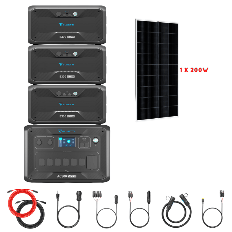 Bluetti AC300 Inverter Module + B300 Batteries + Solar Panels Complete Solar Generator Kit