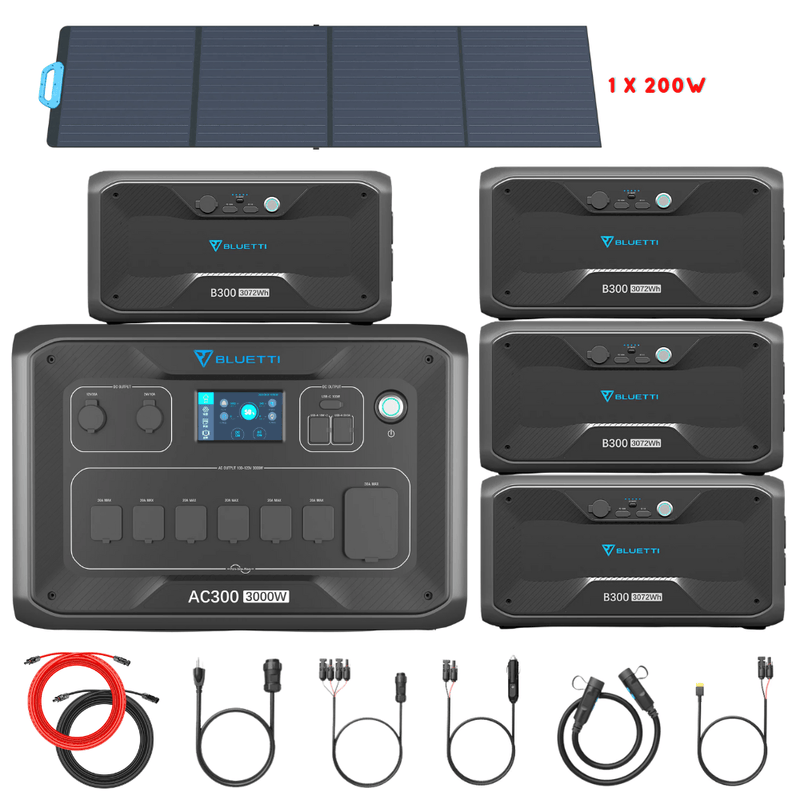 Bluetti AC300 Inverter Module + B300 Batteries + Solar Panels Complete Solar Generator Kit