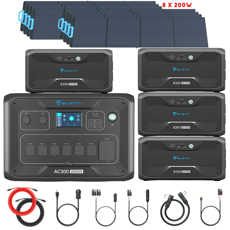 Bluetti AC300 Inverter Module + B300 Batteries + Solar Panels Complete Solar Generator Kit