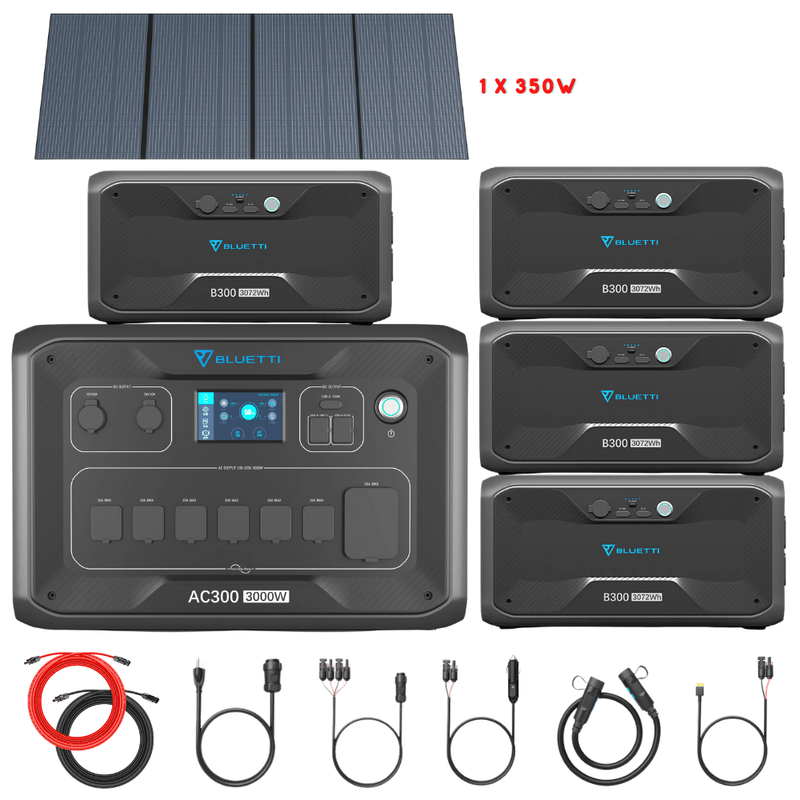 Bluetti AC300 Inverter Module + B300 Batteries + Solar Panels Complete Solar Generator Kit