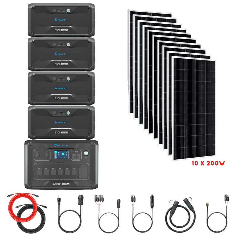 Bluetti AC300 Inverter Module + B300 Batteries + Solar Panels Complete Solar Generator Kit