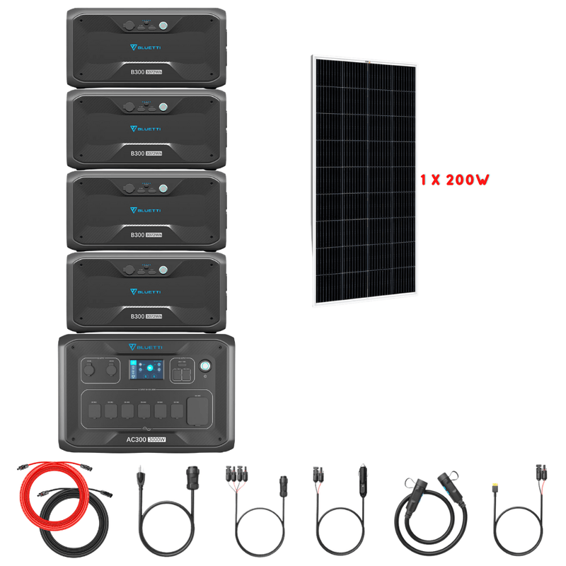 Bluetti AC300 Inverter Module + B300 Batteries + Solar Panels Complete Solar Generator Kit