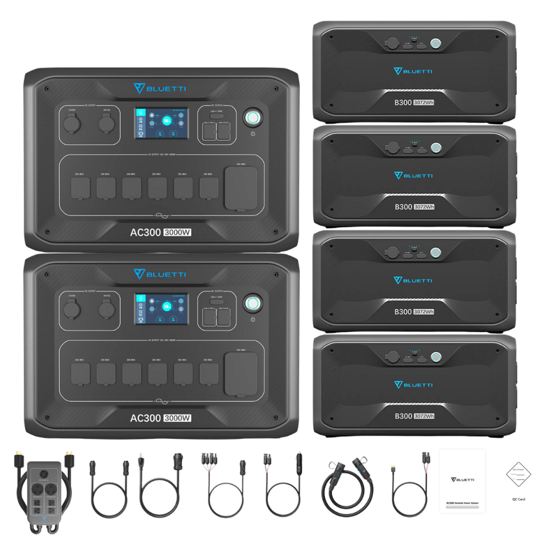 Bluetti [DUAL] AC300 6,000W 240V Split Phase + B300 Batteries