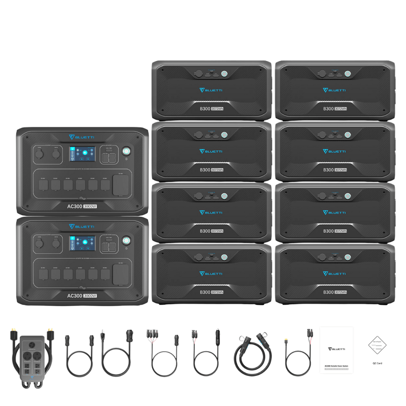 Bluetti [DUAL] AC300 6,000W 240V Split Phase + B300 Batteries