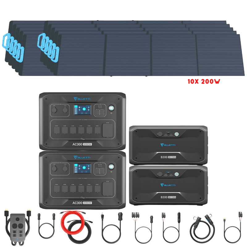 Bluetti [DUAL] AC300 6,000W 240V Split Phase + B300 Batteries + Solar Panels