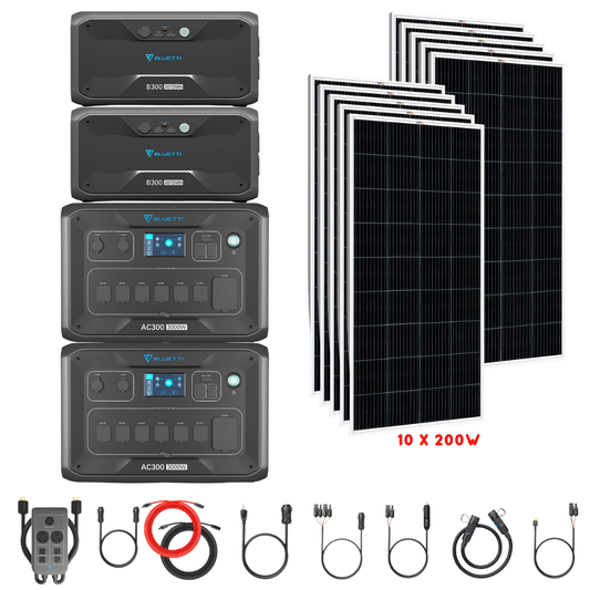 Bluetti [DUAL] AC300 6,000W 240V Split Phase + B300 Batteries + Solar Panels