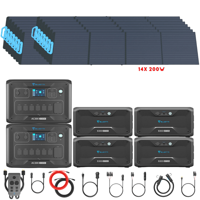 Bluetti [DUAL] AC300 6,000W 240V Split Phase + B300 Batteries + Solar Panels