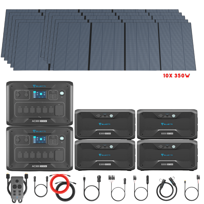 Bluetti [DUAL] AC300 6,000W 240V Split Phase + B300 Batteries + Solar Panels