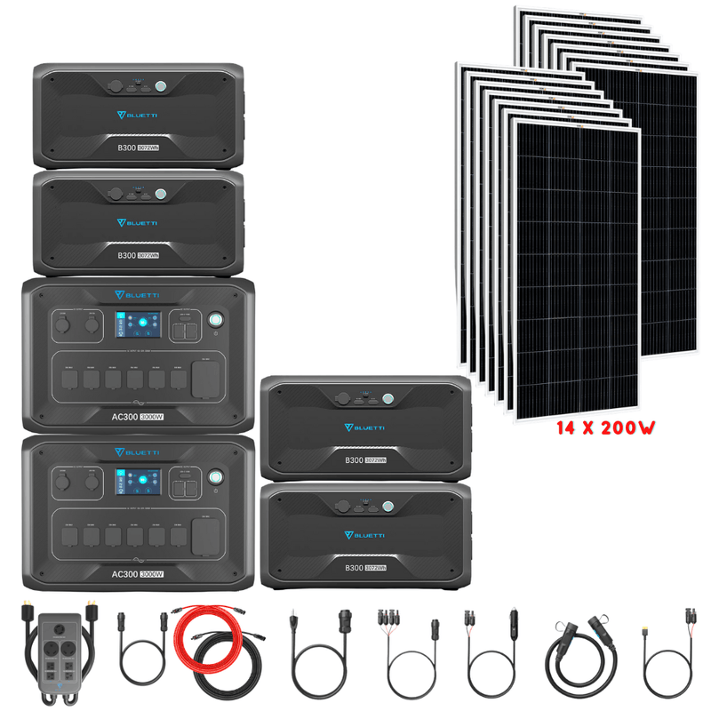 Bluetti [DUAL] AC300 6,000W 240V Split Phase + B300 Batteries + Solar Panels