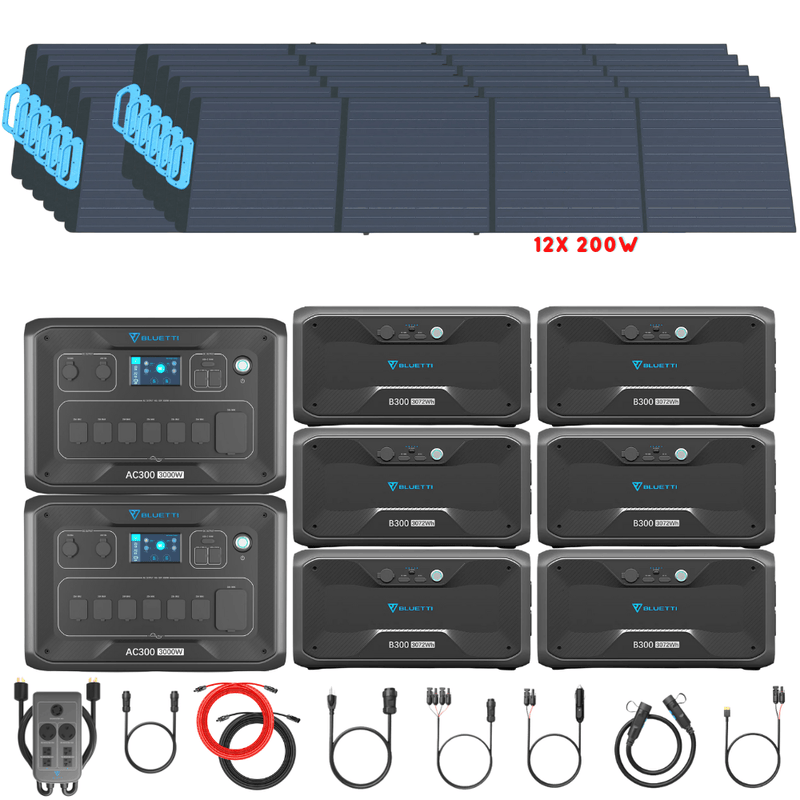 Bluetti [DUAL] AC300 6,000W 240V Split Phase + B300 Batteries + Solar Panels