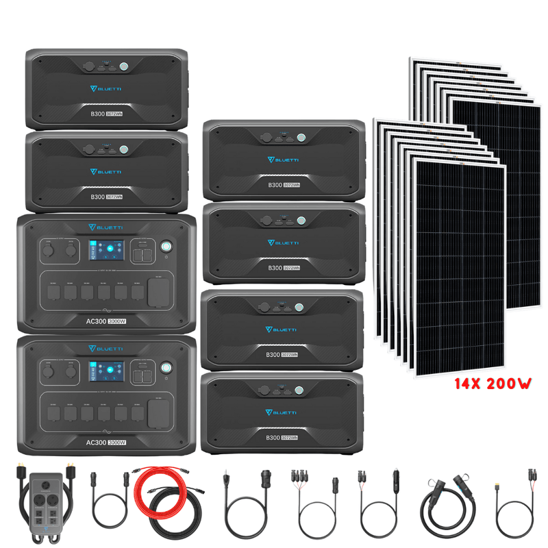 Bluetti [DUAL] AC300 6,000W 240V Split Phase + B300 Batteries + Solar Panels