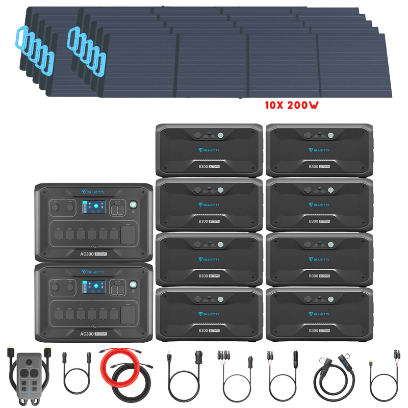 Bluetti [DUAL] AC300 6,000W 240V Split Phase + B300 Batteries + Solar Panels